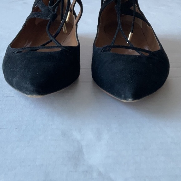 Aquazzura Belgravia lace up flats black suede  Size 39 US size 9) - Picture 3 of 11